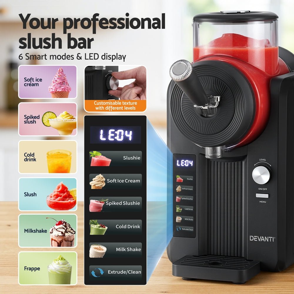 2L Slushie Machine Ice Cream Maker Frozen Smoothies Milkshakes Black - Appliances > Kitchen Appliances > Ice Makers - Rivercity House & Home Co. (ABN 18 642 972 209) - Affordable Modern Furniture Australia