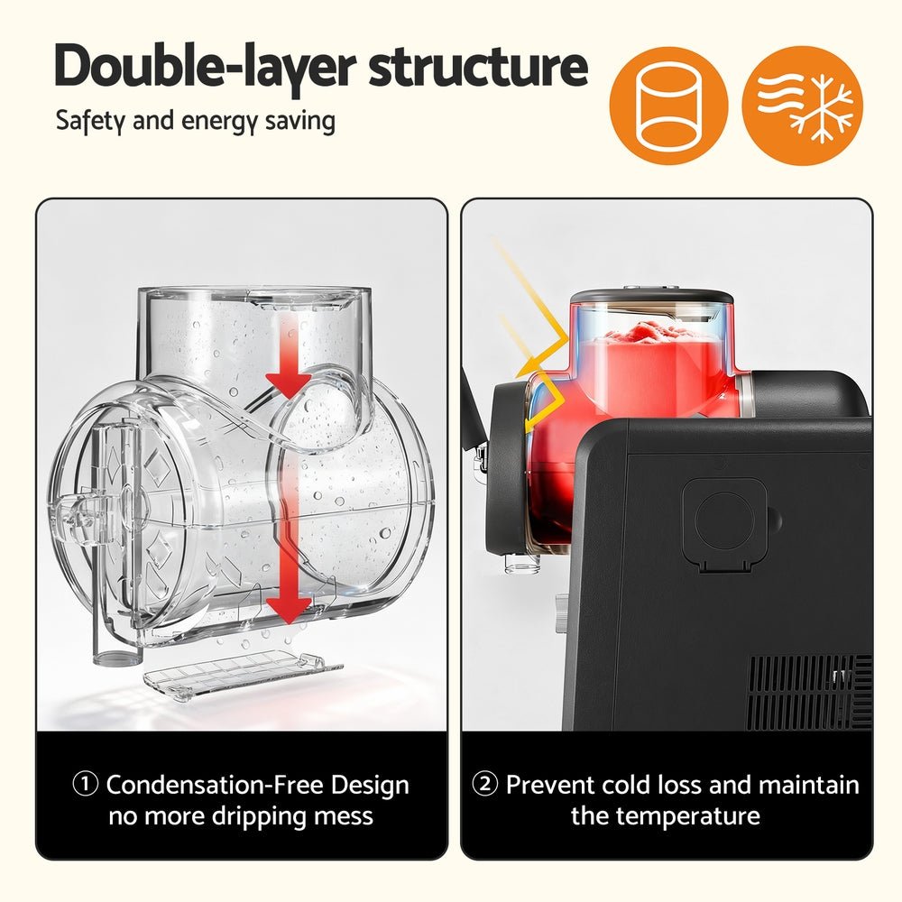2L Slushie Machine Ice Cream Maker Frozen Smoothies Milkshakes Black - Appliances > Kitchen Appliances > Ice Makers - Rivercity House & Home Co. (ABN 18 642 972 209) - Affordable Modern Furniture Australia