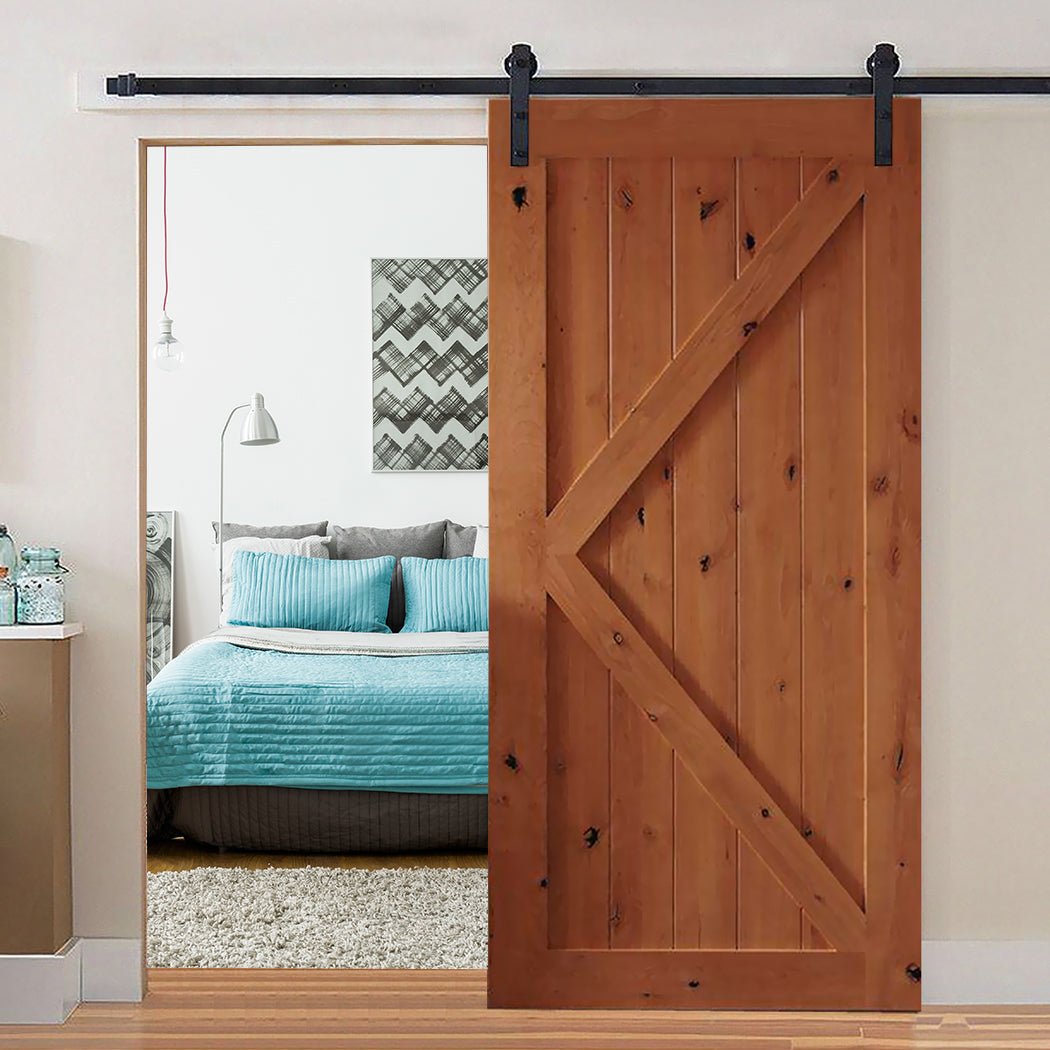 2M Antique Classic Single Sliding Barn Door Track Kit - Black - Rivercity House & Home Co. (ABN 18 642 972 209) - Affordable Modern Furniture Australia