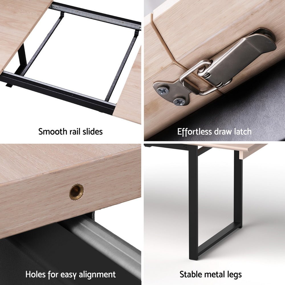 2M Extendable Dining Table Kitchen Cafe Lounge Restaurant Tables Natural - Furniture > Dining > Dining Set - Rivercity House & Home Co. (ABN 18 642 972 209) - Affordable Modern Furniture Australia