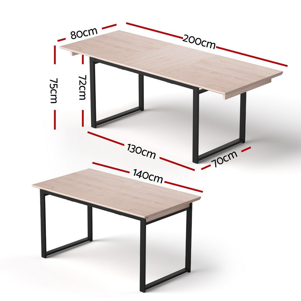 2M Extendable Dining Table Kitchen Cafe Lounge Restaurant Tables Natural - Furniture > Dining > Dining Set - Rivercity House & Home Co. (ABN 18 642 972 209) - Affordable Modern Furniture Australia