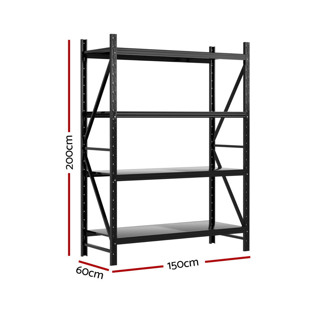 2Mx1.5M Garage Shelving Warehouse Rack Black - Tools > Tools Storage > Wall Storage Racks - Rivercity House & Home Co. (ABN 18 642 972 209) - Affordable Modern Furniture Australia