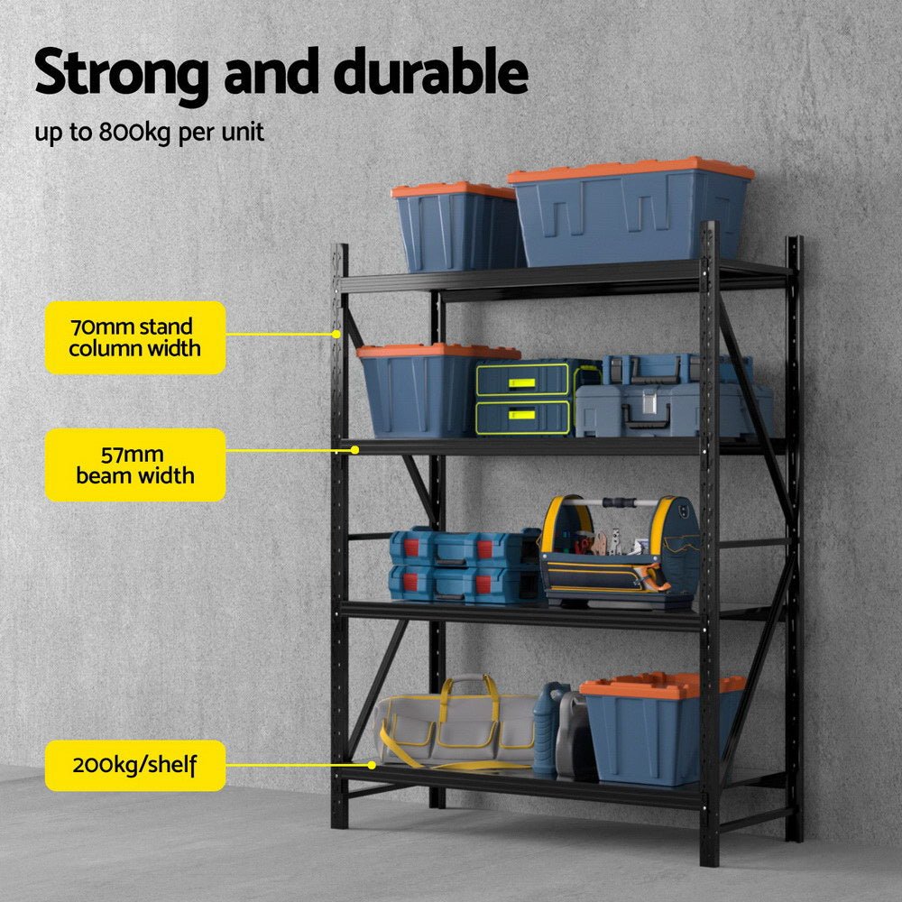 2Mx1.5M Garage Shelving Warehouse Rack Black - Tools > Tools Storage > Wall Storage Racks - Rivercity House & Home Co. (ABN 18 642 972 209) - Affordable Modern Furniture Australia