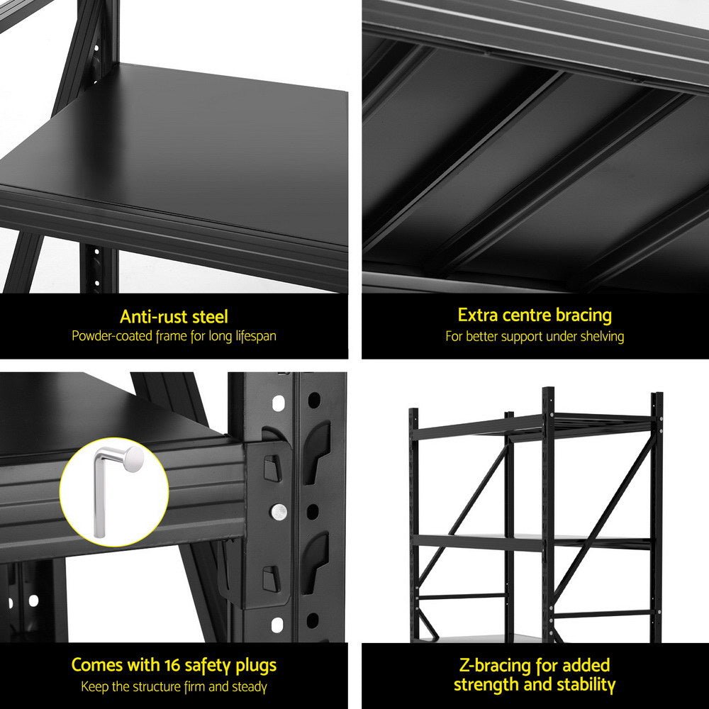 2Mx1.5M Garage Shelving Warehouse Rack Black - Tools > Tools Storage > Wall Storage Racks - Rivercity House & Home Co. (ABN 18 642 972 209) - Affordable Modern Furniture Australia