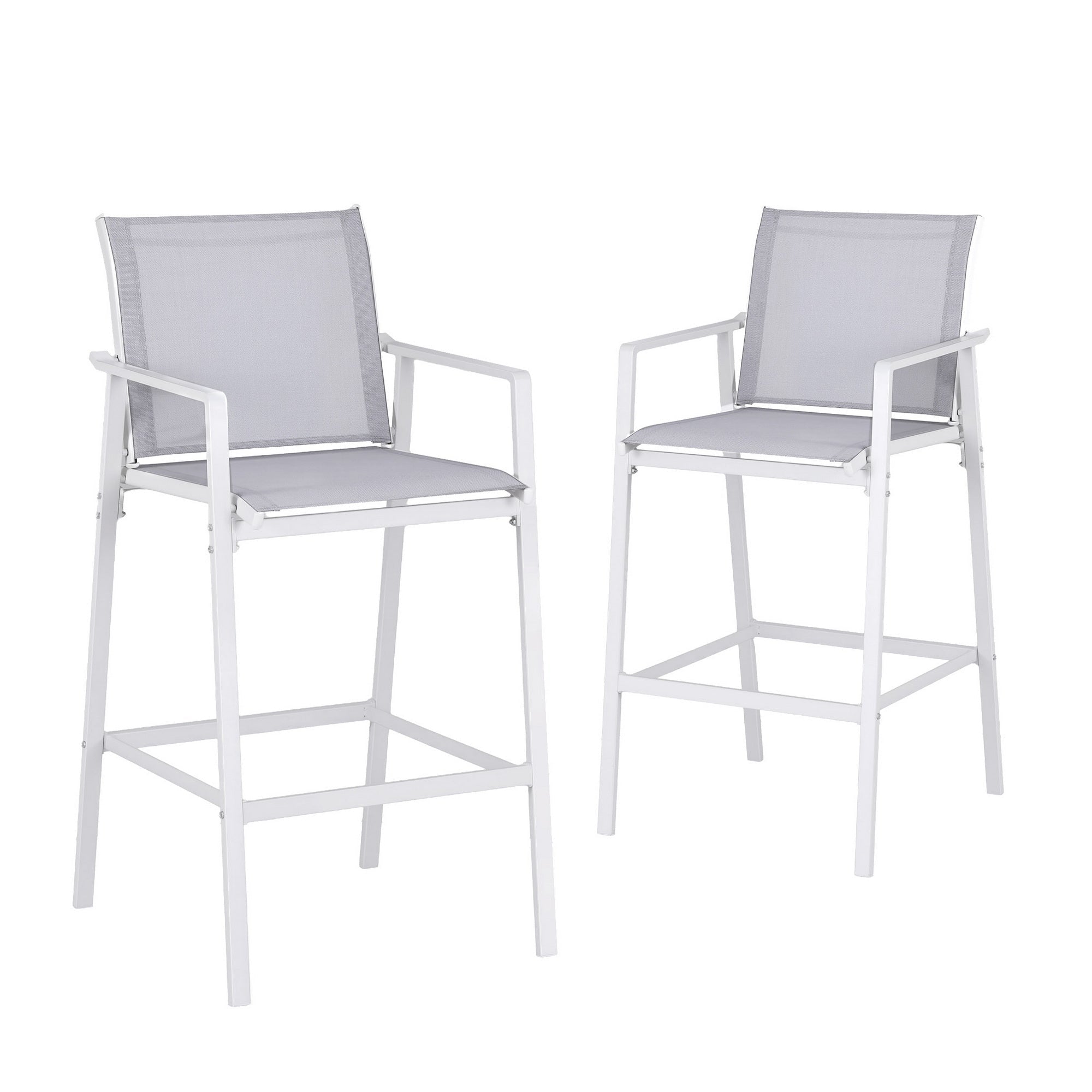2PC Outdoor Bar Stools Dining Chairs Patio Furniture Garden Steel Textilene White - Furniture > Bar Stools & Chairs > Table & Bar Stools - Rivercity House & Home Co. (ABN 18 642 972 209) - Affordable Modern Furniture Australia