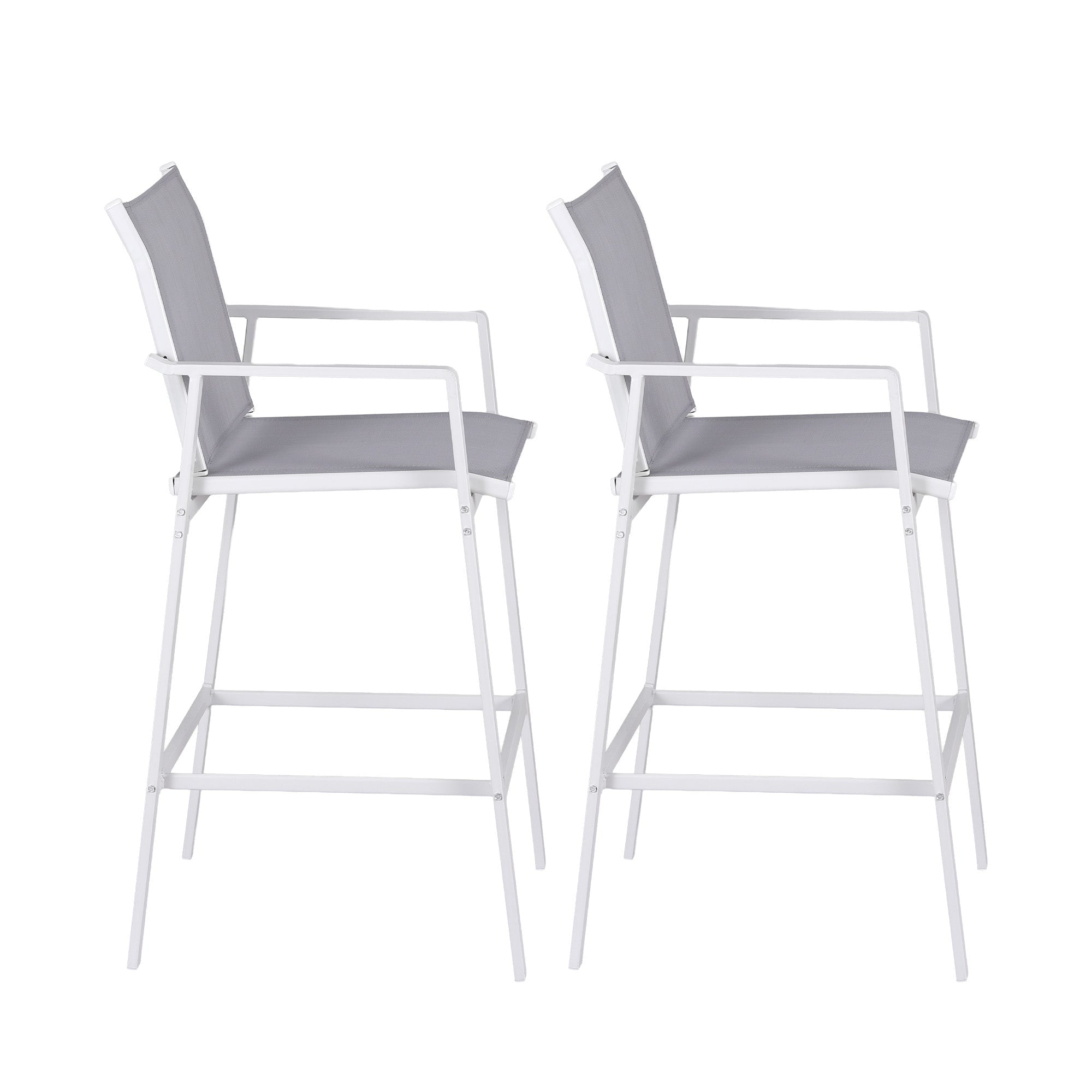 2PC Outdoor Bar Stools Dining Chairs Patio Furniture Garden Steel Textilene White - Furniture > Bar Stools & Chairs > Table & Bar Stools - Rivercity House & Home Co. (ABN 18 642 972 209) - Affordable Modern Furniture Australia