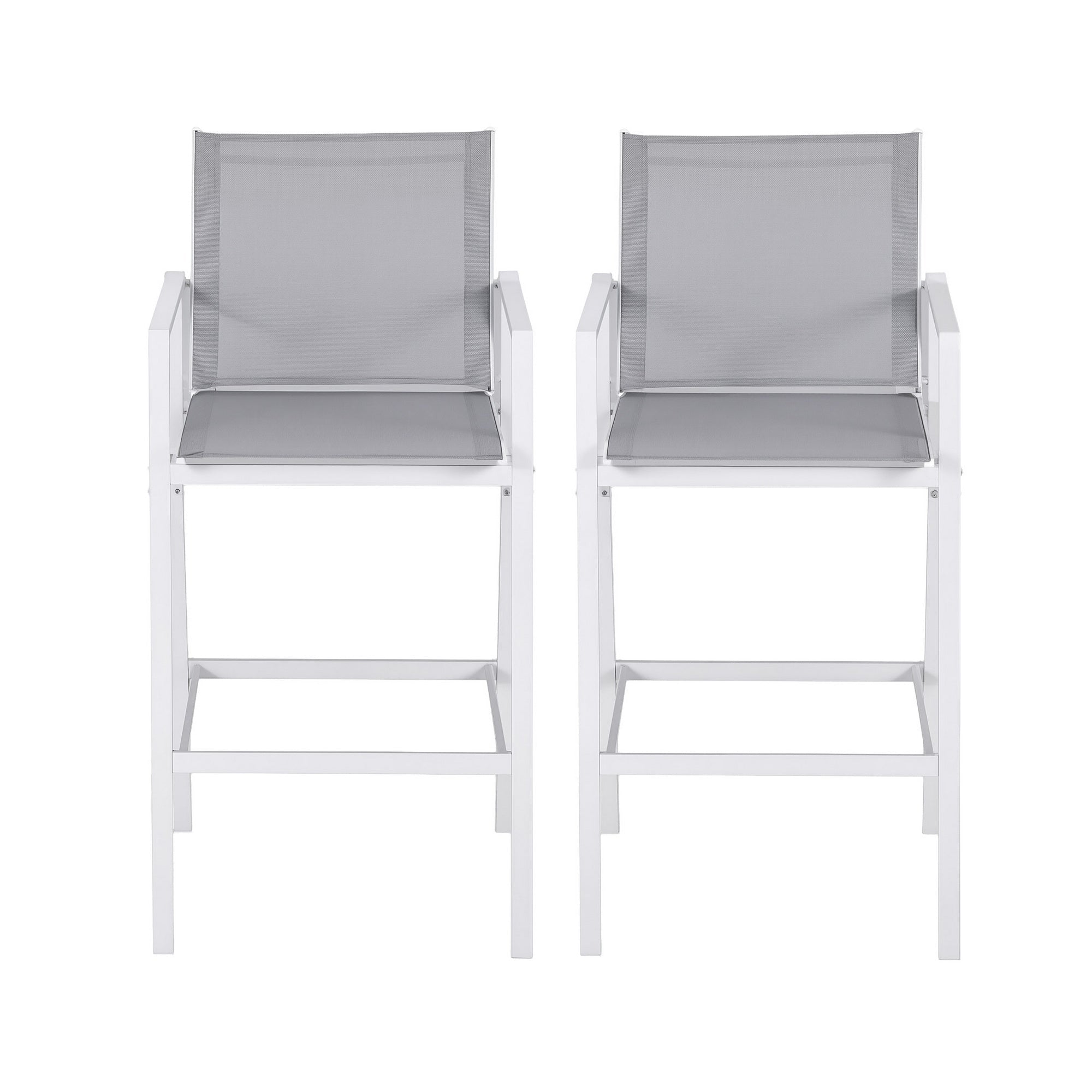 2PC Outdoor Bar Stools Dining Chairs Patio Furniture Garden Steel Textilene White - Furniture > Bar Stools & Chairs > Table & Bar Stools - Rivercity House & Home Co. (ABN 18 642 972 209) - Affordable Modern Furniture Australia