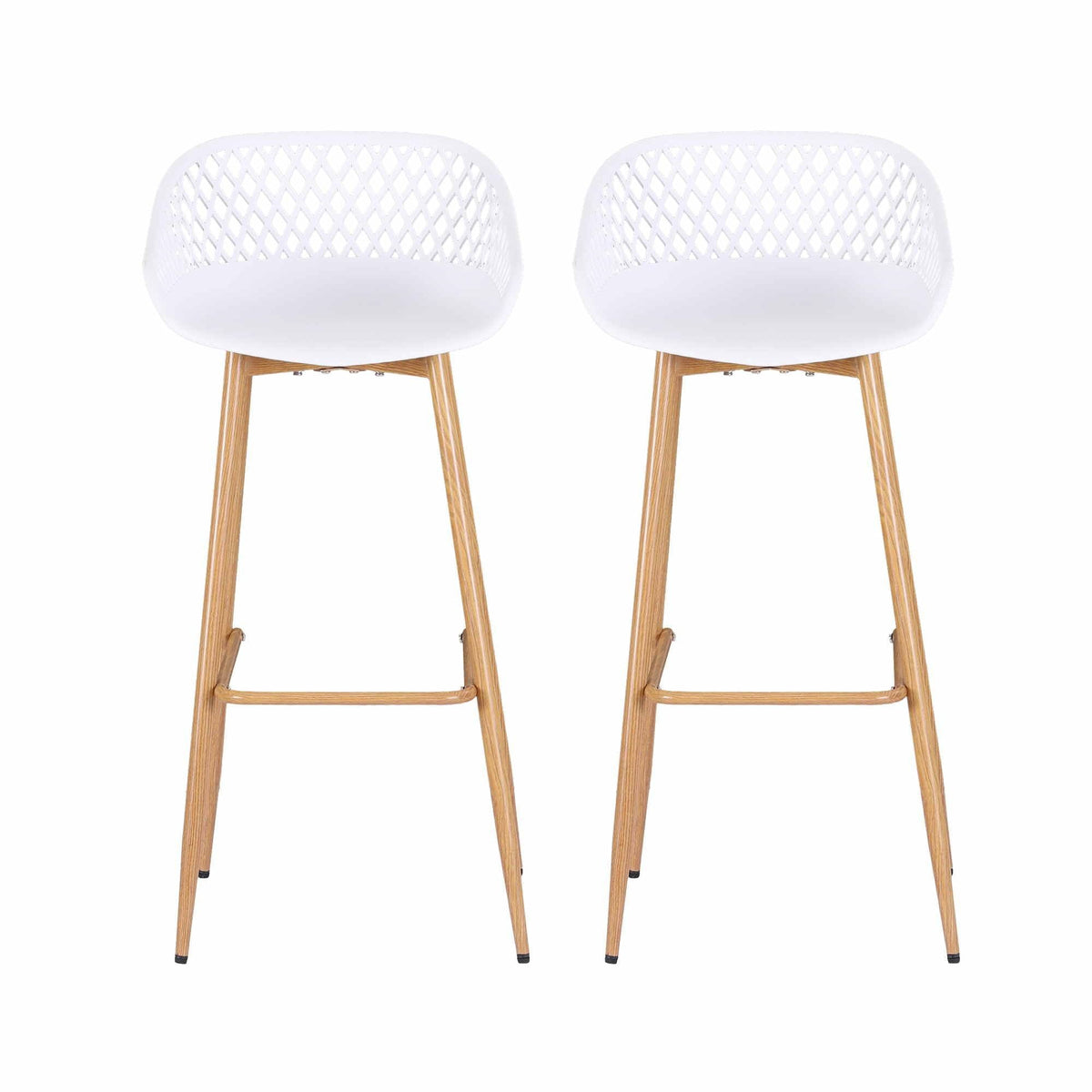 2PC Outdoor Bar Stools Plastic Metal Dining Chair Patio Furniture White - Furniture > Bar Stools & Chairs > Table & Bar Stools - Rivercity House & Home Co. (ABN 18 642 972 209) - Affordable Modern Furniture Australia