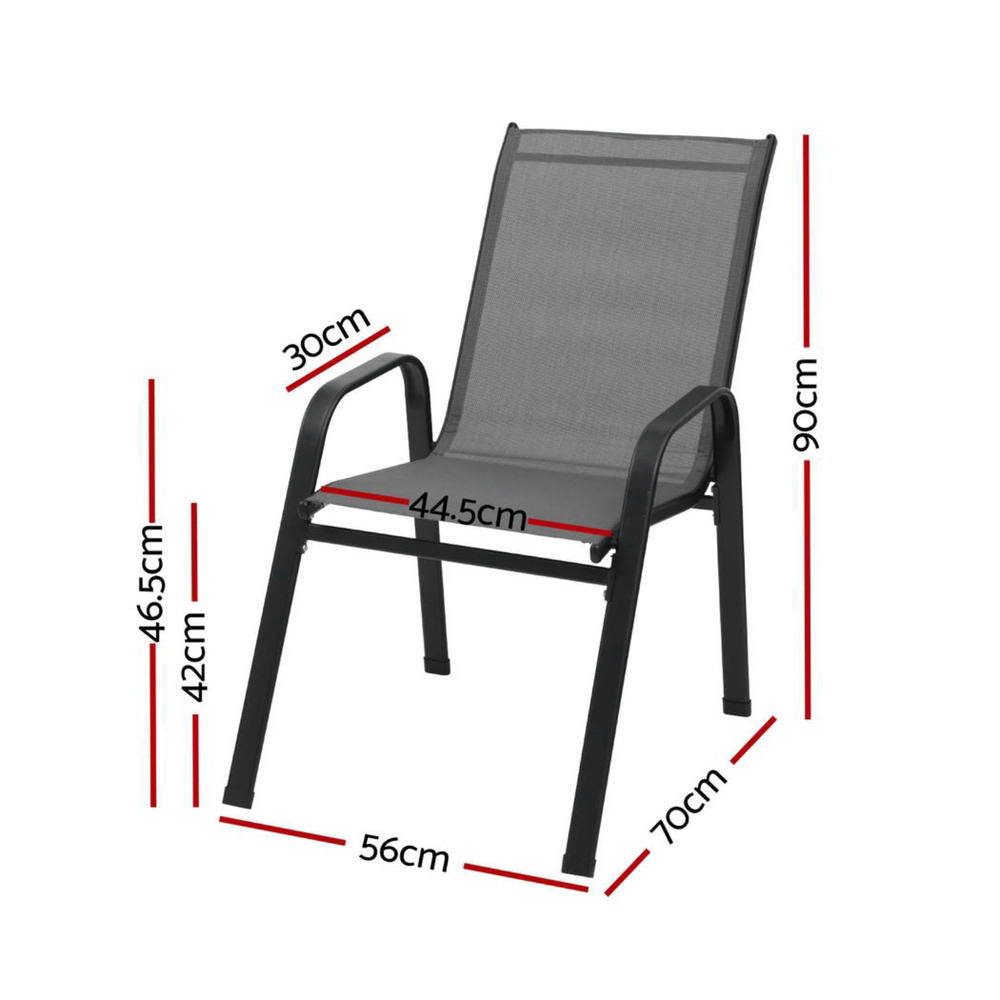2PC Outdoor Dining Chairs Stackable Lounge Chair Patio Furniture Black - Furniture > Outdoor > Outdoor Chairs - Rivercity House & Home Co. (ABN 18 642 972 209) - Affordable Modern Furniture Australia