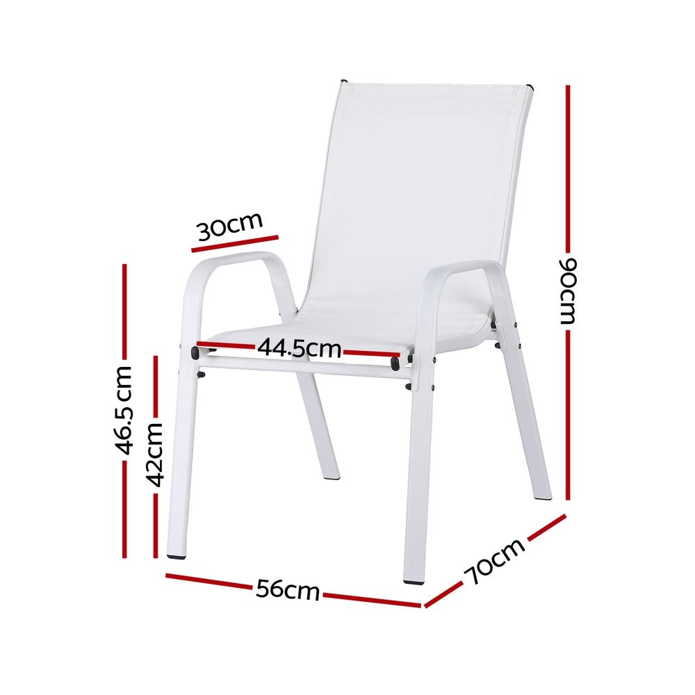 2PC Outdoor Dining Chairs Stackable Lounge Chair Patio Furniture White - Furniture > Outdoor > Outdoor Chairs - Rivercity House & Home Co. (ABN 18 642 972 209) - Affordable Modern Furniture Australia