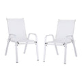 2PC Outdoor Dining Chairs Stackable Lounge Chair Patio Furniture White