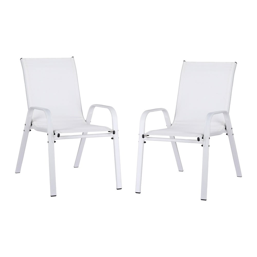 2PC Outdoor Dining Chairs Stackable Lounge Chair Patio Furniture White - Furniture > Outdoor > Outdoor Chairs - Rivercity House & Home Co. (ABN 18 642 972 209) - Affordable Modern Furniture Australia