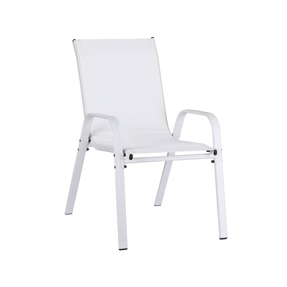2PC Outdoor Dining Chairs Stackable Lounge Chair Patio Furniture White - Furniture > Outdoor > Outdoor Chairs - Rivercity House & Home Co. (ABN 18 642 972 209) - Affordable Modern Furniture Australia