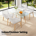 2PC Outdoor Patio Dining Chairs Steel Frame Wicker Set - White