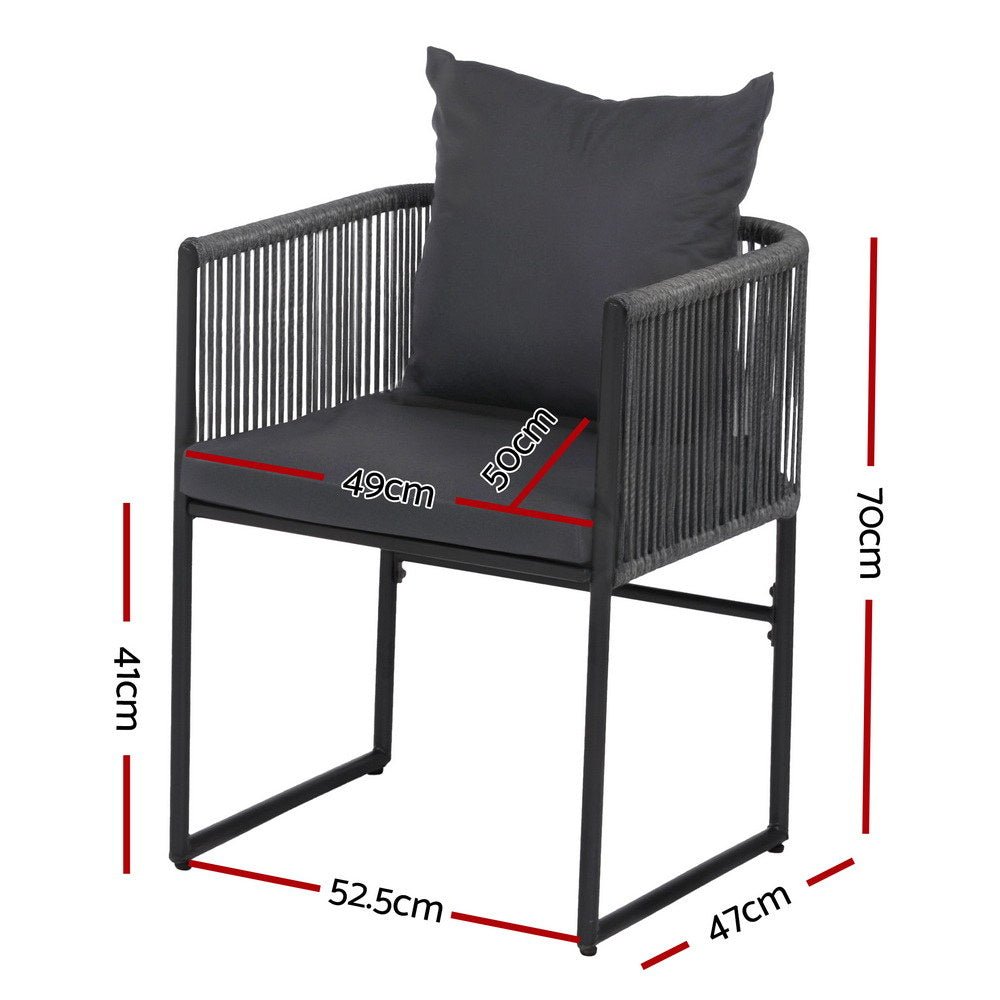 2PC Outdoor Dining Chairs Woven Rope Chair Patio Furniture Garden Steel - Furniture > Outdoor > Outdoor Chairs - Rivercity House & Home Co. (ABN 18 642 972 209) - Affordable Modern Furniture Australia