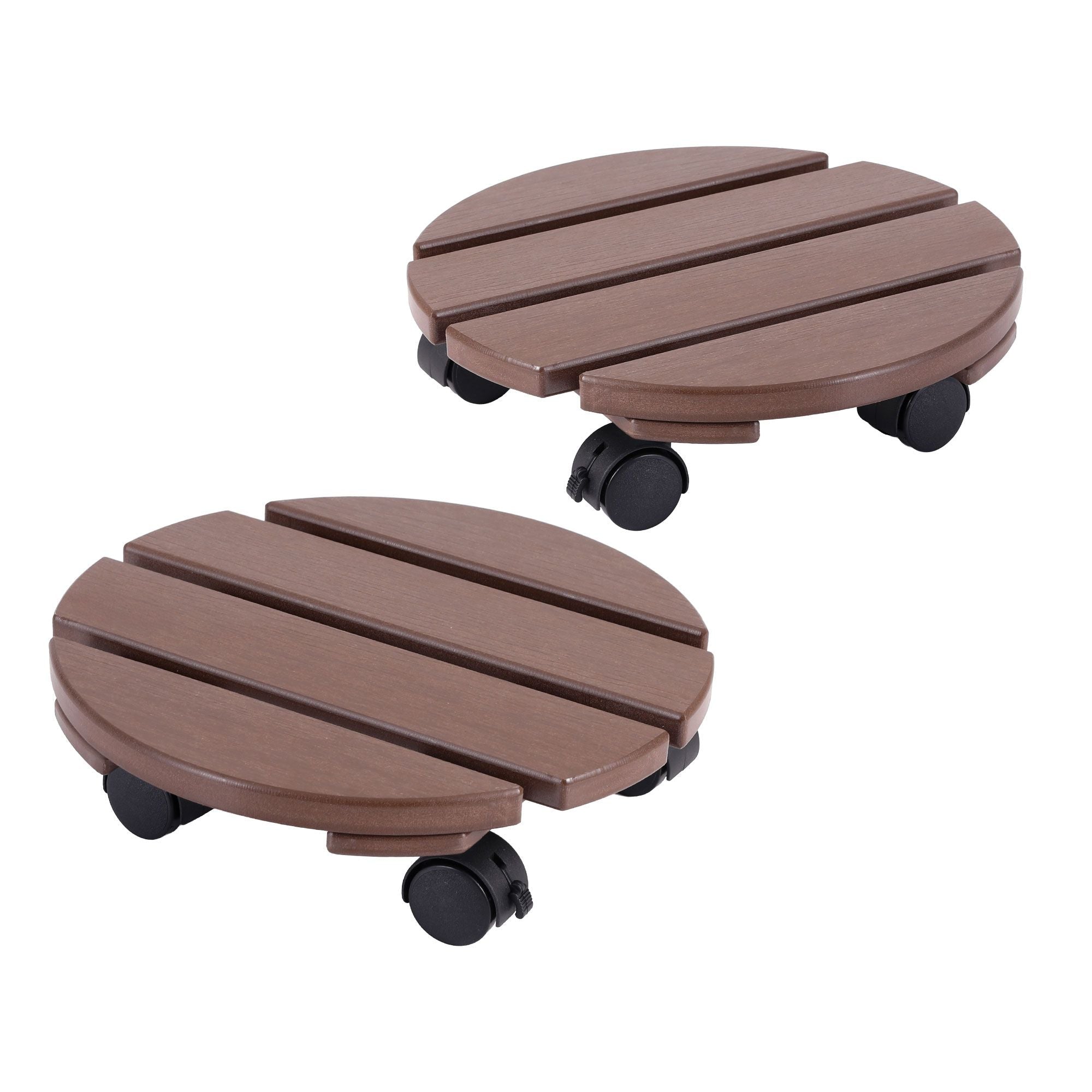 2PC Plant Carts HDPE Plant Caddy With Lockable Wheels Rolling Brown - Home & Garden > Garden Beds > Garden Beds & Planters - Rivercity House & Home Co. (ABN 18 642 972 209) - Affordable Modern Furniture Australia