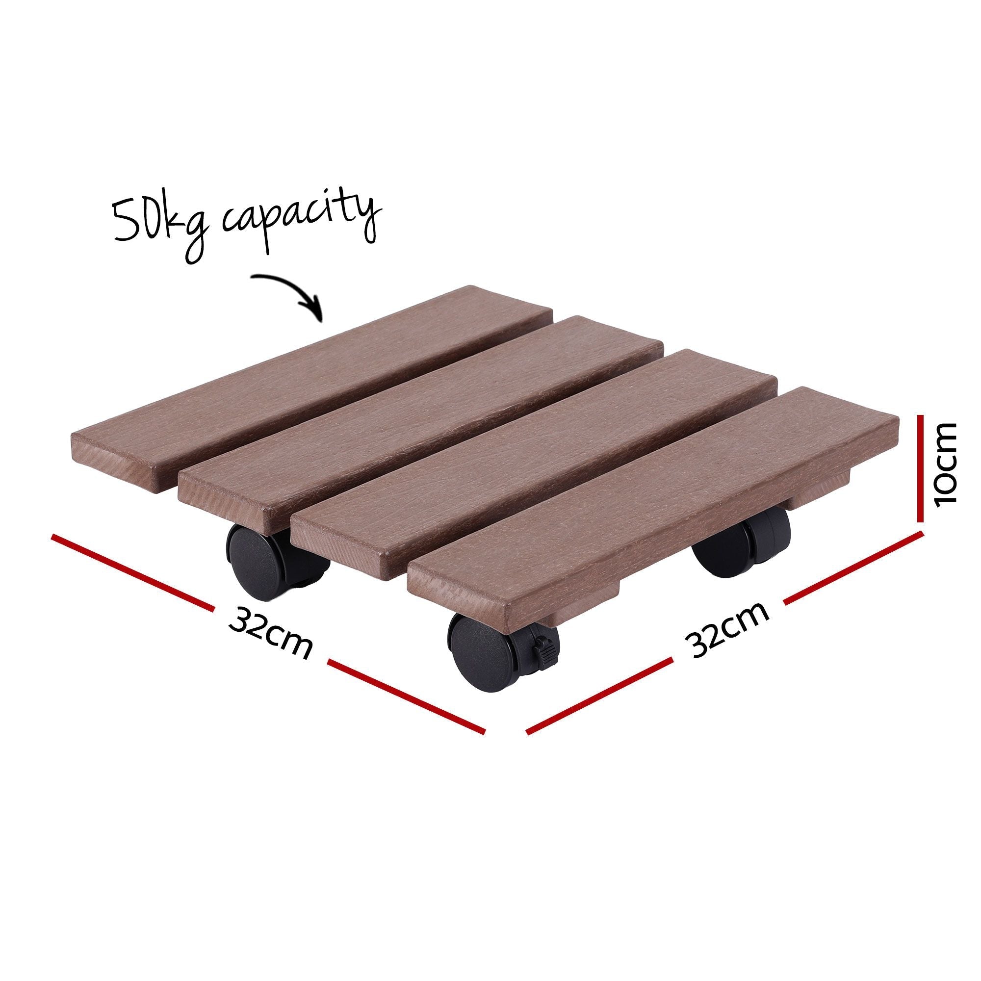 2PC Plant Carts HDPE Plant Caddy With Lockable Wheels Rolling Brown - Home & Garden > Garden Beds > Garden Beds & Planters - Rivercity House & Home Co. (ABN 18 642 972 209) - Affordable Modern Furniture Australia