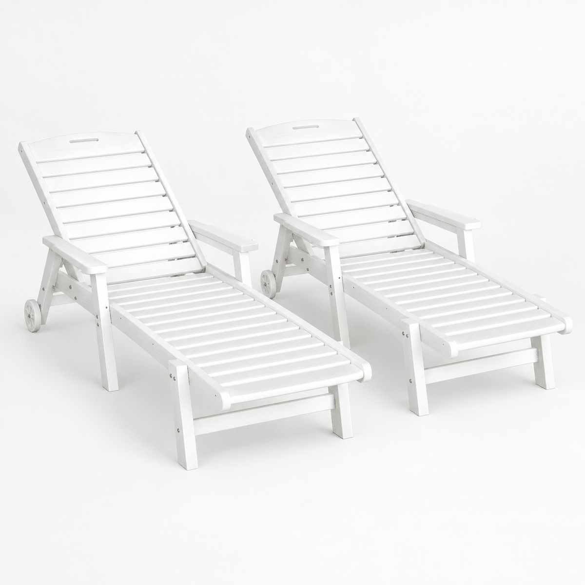 2PCS Adjustable Sun Lounge Chairs with Wheels for Outdoor Patio - White - Furniture > Outdoor > Outdoor Chairs - Rivercity House & Home Co. (ABN 18 642 972 209) - Affordable Modern Furniture Australia