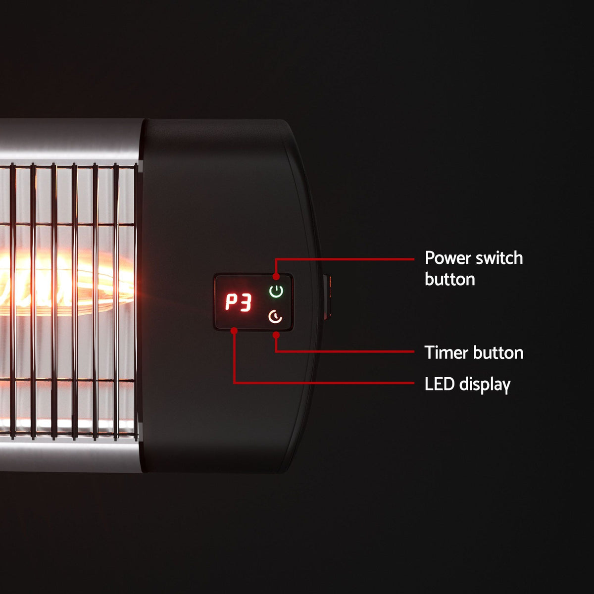 2PCS Electric Radiant Strip Heater Outdoor Indoor Patio Infrared Heaters 3000W - Appliances > Heaters > Patio Heaters - Rivercity House & Home Co. (ABN 18 642 972 209) - Affordable Modern Furniture Australia