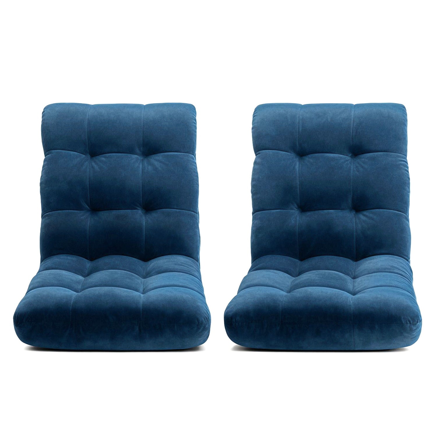 2PCS Floor Lounge Sofa Bed Flannel Fabric Navy - Furniture > Bar Stools & Chairs > Arm Chairs & Recliners - Rivercity House & Home Co. (ABN 18 642 972 209) - Affordable Modern Furniture Australia