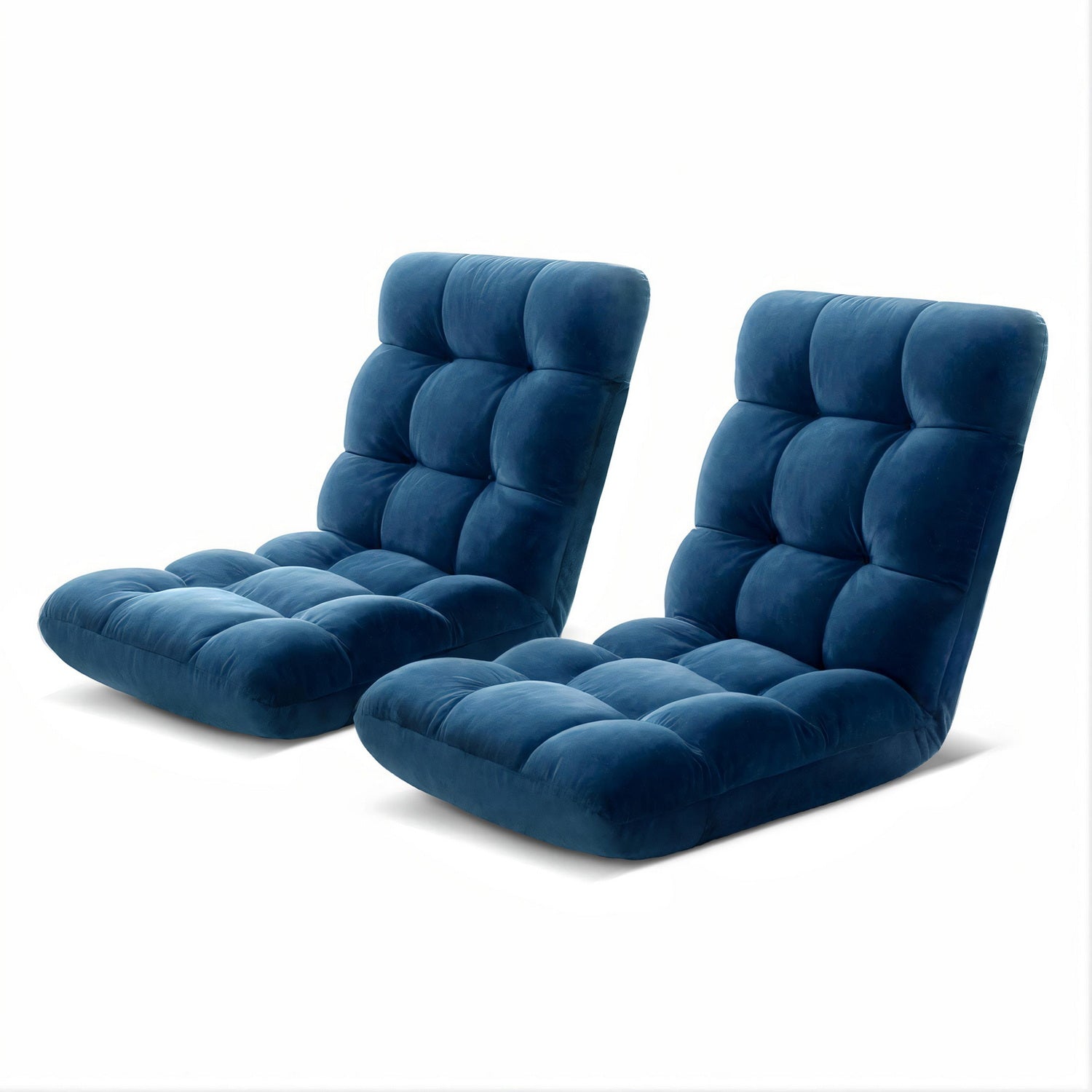 2PCS Floor Lounge Sofa Bed Flannel Fabric Navy - Furniture > Bar Stools & Chairs > Arm Chairs & Recliners - Rivercity House & Home Co. (ABN 18 642 972 209) - Affordable Modern Furniture Australia