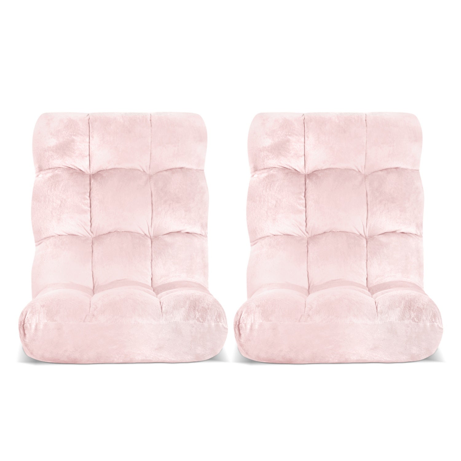 2PCS Floor Lounge Sofa Bed Flannel Fabric Pink - Furniture > Bar Stools & Chairs > Arm Chairs & Recliners - Rivercity House & Home Co. (ABN 18 642 972 209) - Affordable Modern Furniture Australia