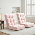 2PCS Adjustable Floor Lounge Sofa Bed with Flannel Fabric - Pink