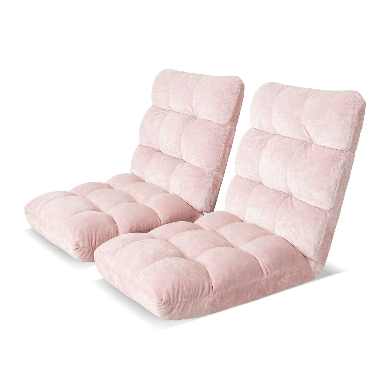 2PCS Floor Lounge Sofa Bed Flannel Fabric Pink - Furniture > Bar Stools & Chairs > Arm Chairs & Recliners - Rivercity House & Home Co. (ABN 18 642 972 209) - Affordable Modern Furniture Australia