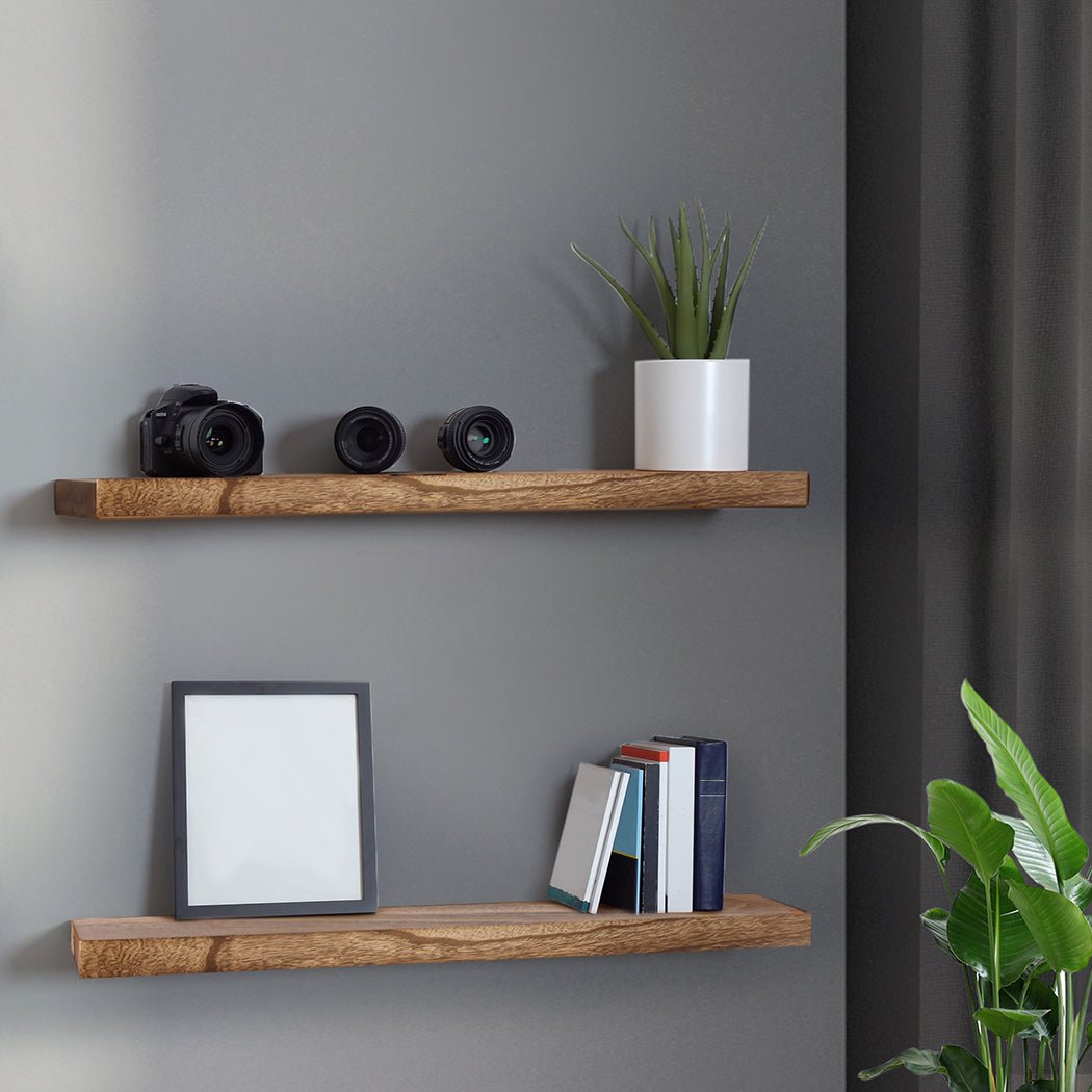 2Pcs Large Wall Mounted Floating Shelves - Natural - Rivercity House & Home Co. (ABN 18 642 972 209) - Affordable Modern Furniture Australia
