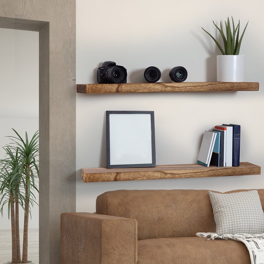 2Pcs Large Wall Mounted Floating Shelves - Natural - Rivercity House & Home Co. (ABN 18 642 972 209) - Affordable Modern Furniture Australia