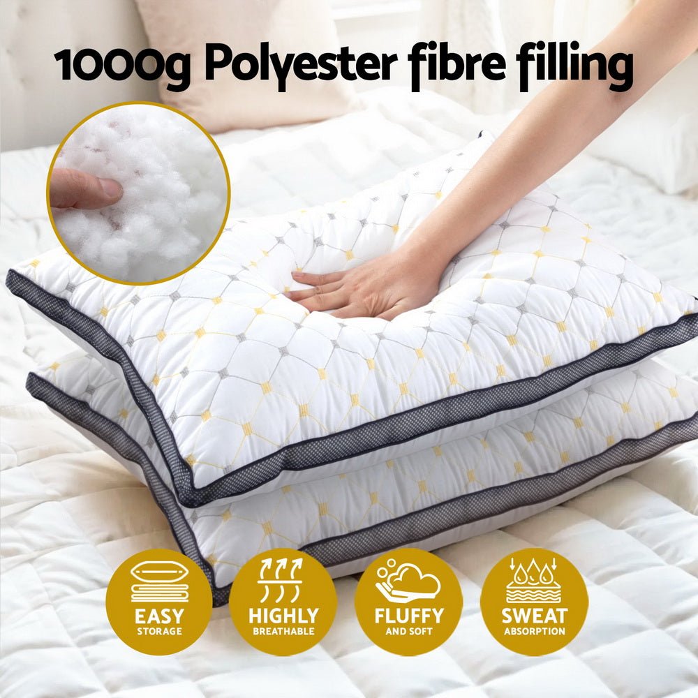 2pcs Microfibre Pillows 70x45cm - White - Home & Garden > Bedding > Pillows - Rivercity House & Home Co. (ABN 18 642 972 209) - Affordable Modern Furniture Australia