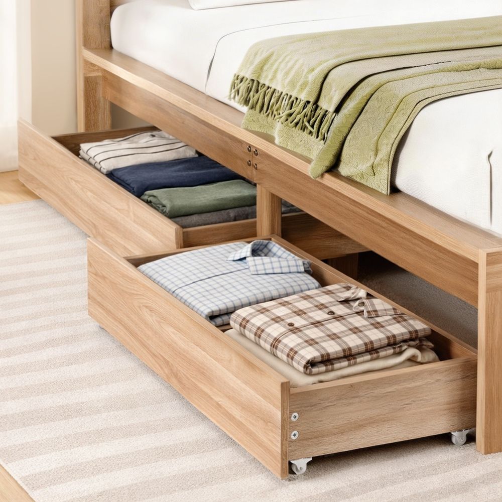 2pcs Under Bed Storage with Wheels Rolling Wooden Drawers Single & Double - Furniture > Bedroom > Beds & Bed Frames - Rivercity House & Home Co. (ABN 18 642 972 209) - Affordable Modern Furniture Australia