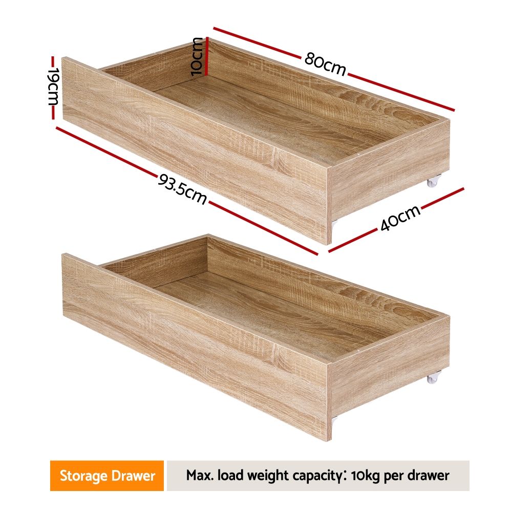2pcs Under Bed Storage with Wheels Rolling Wooden Drawers Single & Double - Furniture > Bedroom > Beds & Bed Frames - Rivercity House & Home Co. (ABN 18 642 972 209) - Affordable Modern Furniture Australia