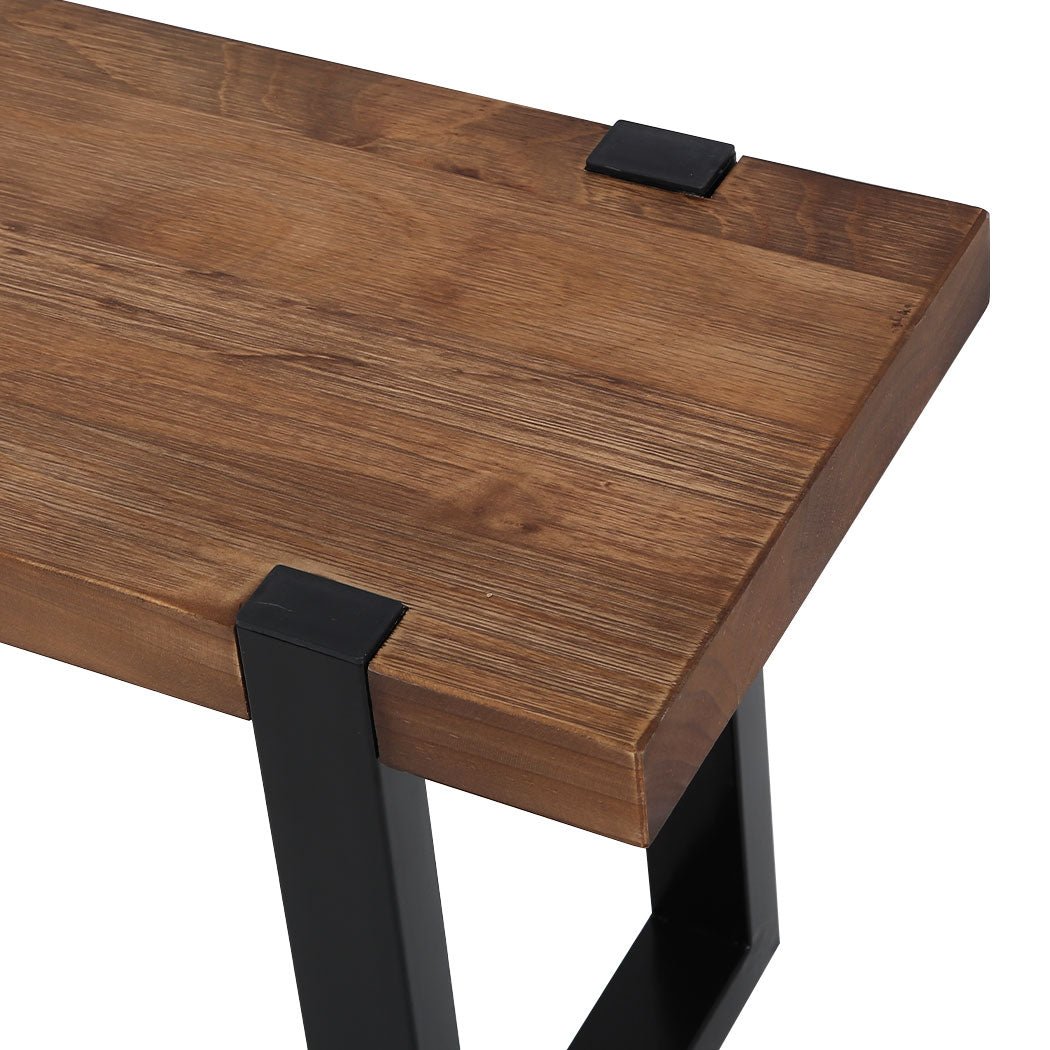 2x 115cm Wooden Dining Bench Chairs - Brown - Rivercity House & Home Co. (ABN 18 642 972 209) - Affordable Modern Furniture Australia