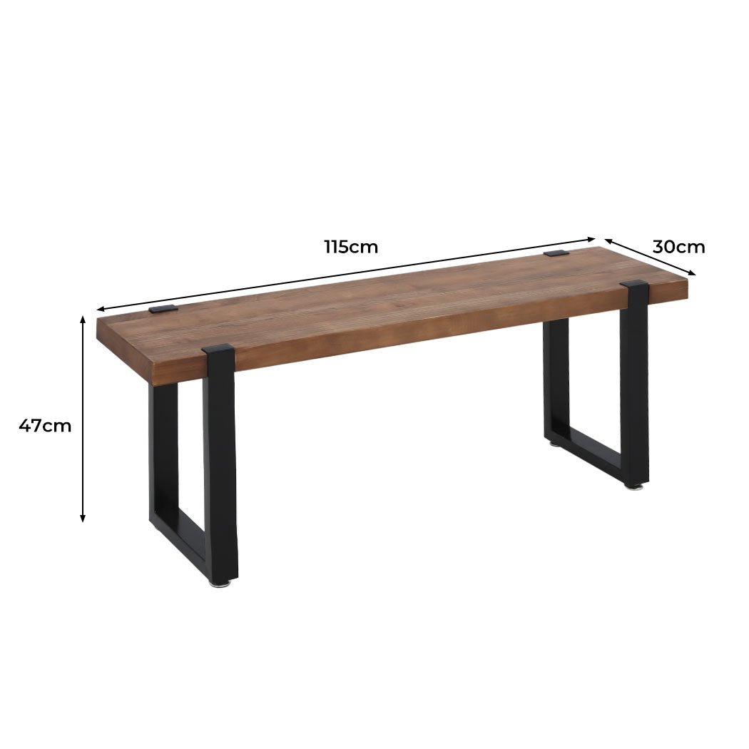 2x 115cm Wooden Dining Bench Chairs - Brown - Rivercity House & Home Co. (ABN 18 642 972 209) - Affordable Modern Furniture Australia