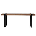 Set of 2 140cm Wooden Dining Bench Chairs - Brown