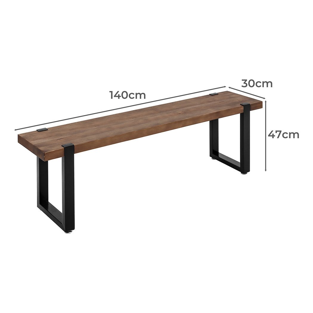 2x 140cm Wooden Dining Bench Chairs - Brown - Rivercity House & Home Co. (ABN 18 642 972 209) - Affordable Modern Furniture Australia