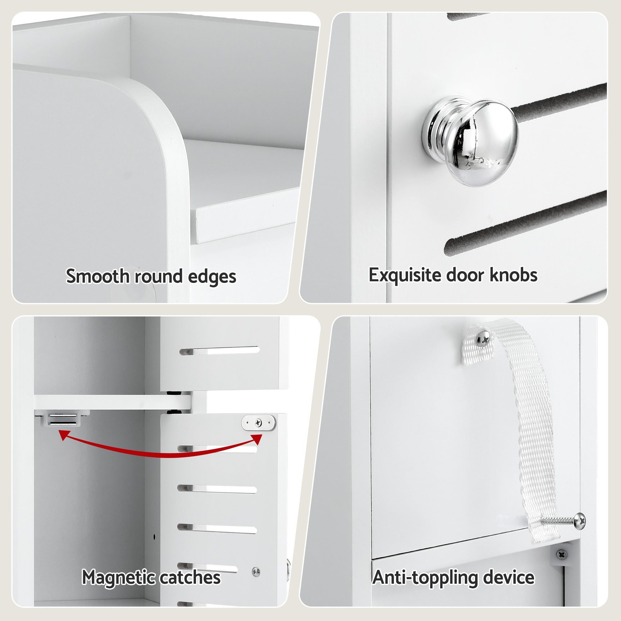 2x 3-Tier Bathroom Storage Cabinets with Toilet Paper Holder - White - Furniture > Bathroom > Bathroom Cabinets, Cupboards & Storage - Rivercity House & Home Co. (ABN 18 642 972 209) - Affordable Modern Furniture Australia