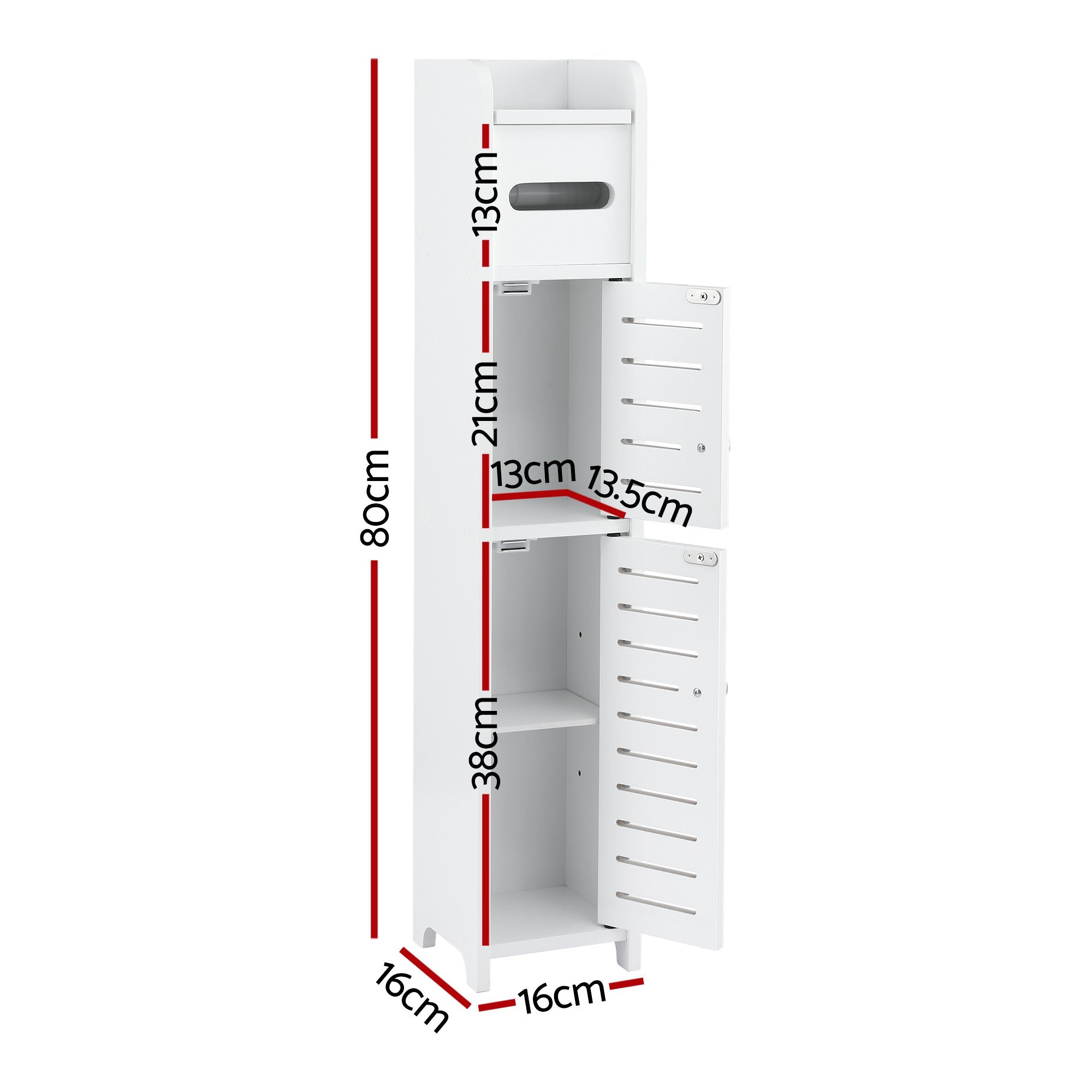 2x 3-Tier Bathroom Storage Cabinets with Toilet Paper Holder - White - Furniture > Bathroom > Bathroom Cabinets, Cupboards & Storage - Rivercity House & Home Co. (ABN 18 642 972 209) - Affordable Modern Furniture Australia