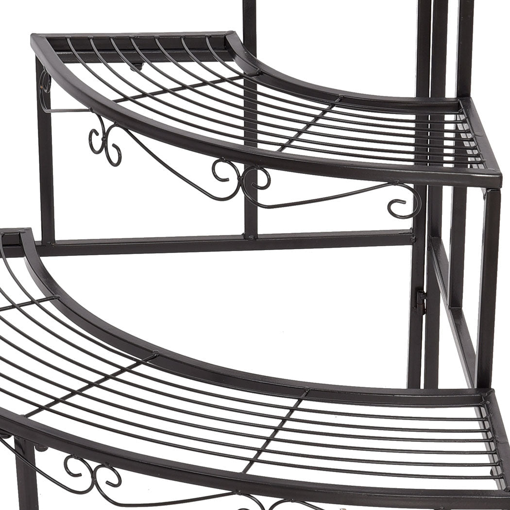2x 3 - Tier Indoor Outdoor Plant Stand Steel Frame - Black - Rivercity House & Home Co. (ABN 18 642 972 209) - Affordable Modern Furniture Australia