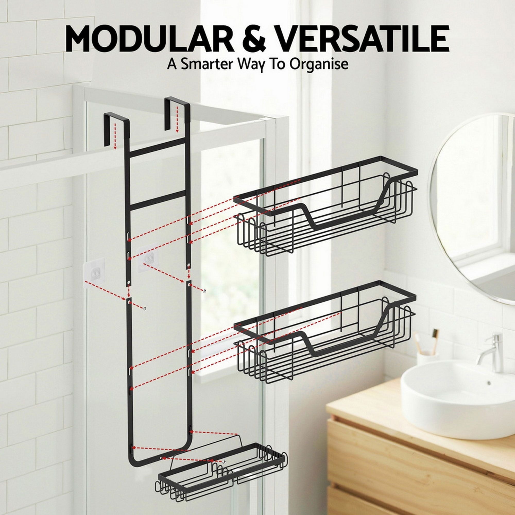 2X 3 Tier Over The Door Shower Caddy Hanging Bathroom Storage Organizer - Tools > Tools Storage > Wall Storage Racks - Rivercity House & Home Co. (ABN 18 642 972 209) - Affordable Modern Furniture Australia