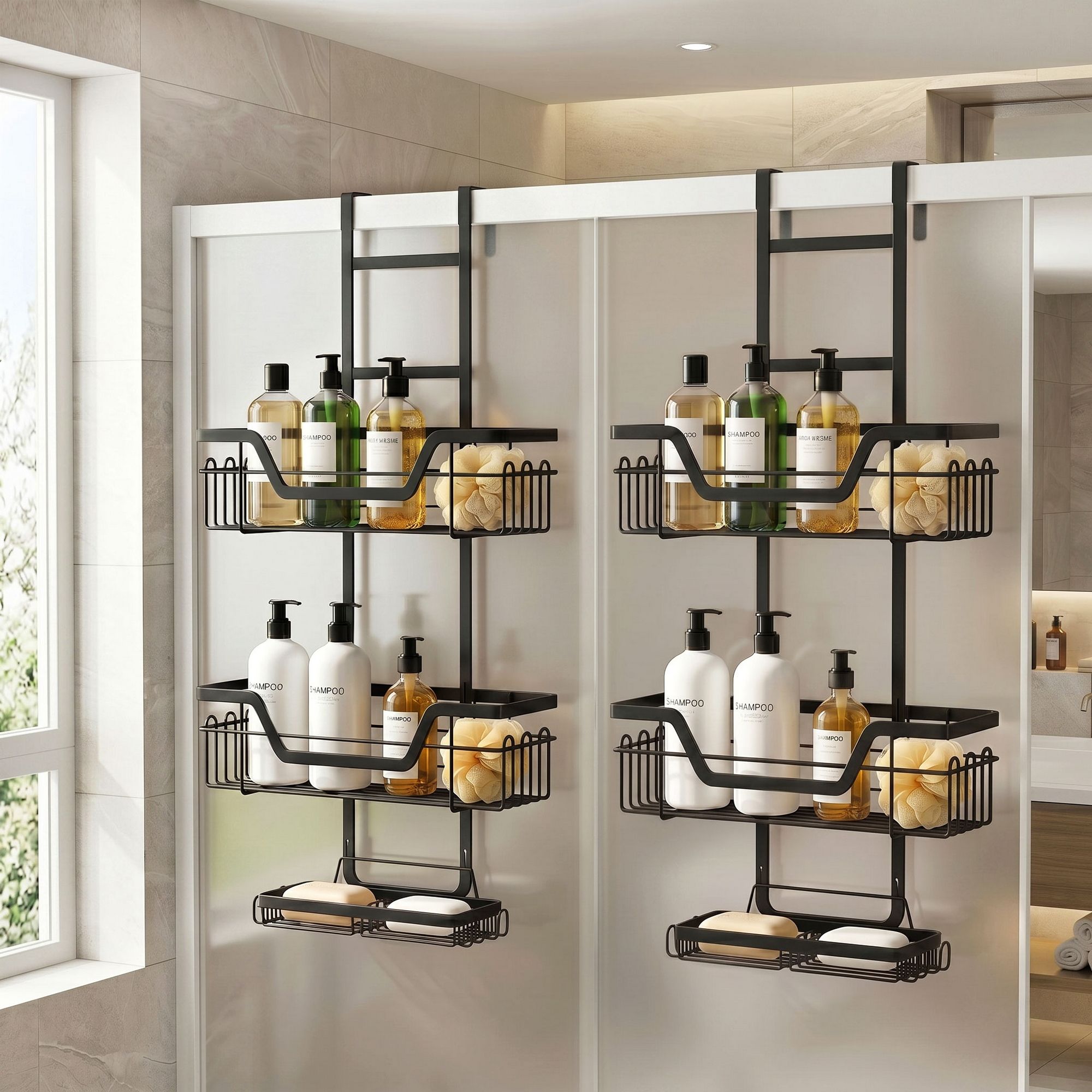 2X 3 Tier Over The Door Shower Caddy Hanging Bathroom Storage Organizer - Tools > Tools Storage > Wall Storage Racks - Rivercity House & Home Co. (ABN 18 642 972 209) - Affordable Modern Furniture Australia