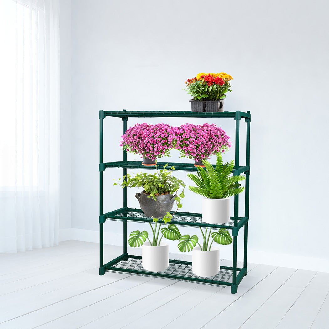 2x 4 Tier Metal Plant Stand Shelves - Dark Green - Rivercity House & Home Co. (ABN 18 642 972 209) - Affordable Modern Furniture Australia