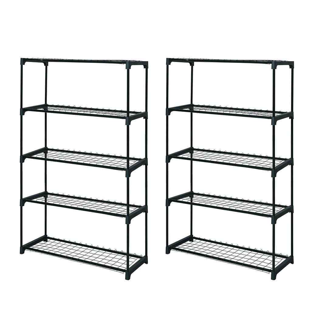2x 5 - Tier Metal Plant Stand for Garden and Indoor Use - Dark Green - Rivercity House & Home Co. (ABN 18 642 972 209) - Affordable Modern Furniture Australia