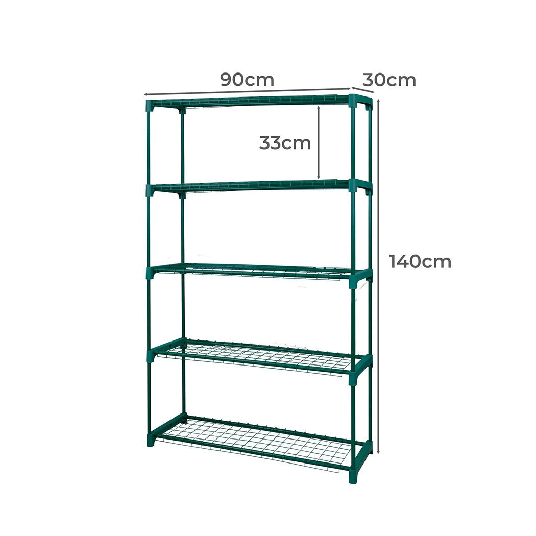 2x 5 - Tier Metal Plant Stand for Garden and Indoor Use - Dark Green - Rivercity House & Home Co. (ABN 18 642 972 209) - Affordable Modern Furniture Australia