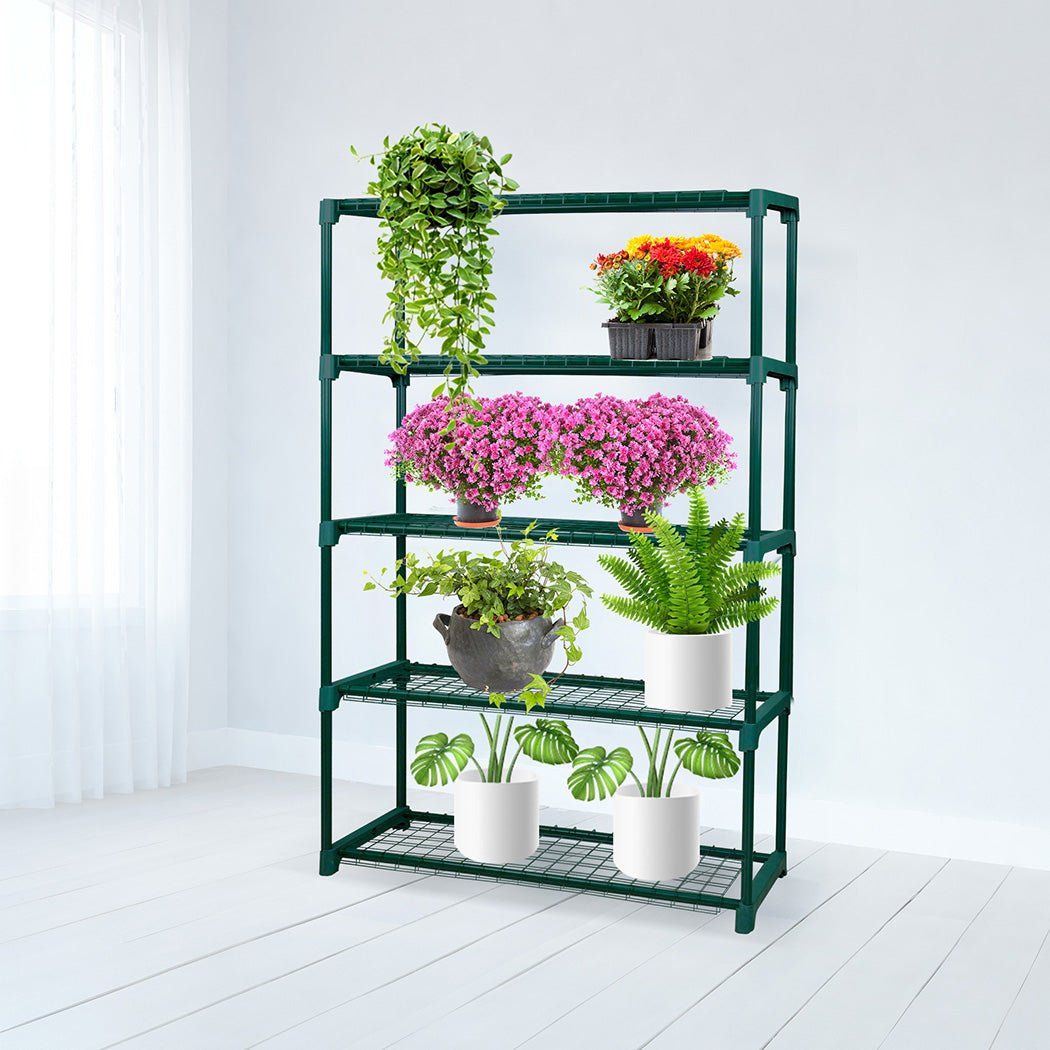 2x 5 - Tier Metal Plant Stand for Garden and Indoor Use - Dark Green - Rivercity House & Home Co. (ABN 18 642 972 209) - Affordable Modern Furniture Australia