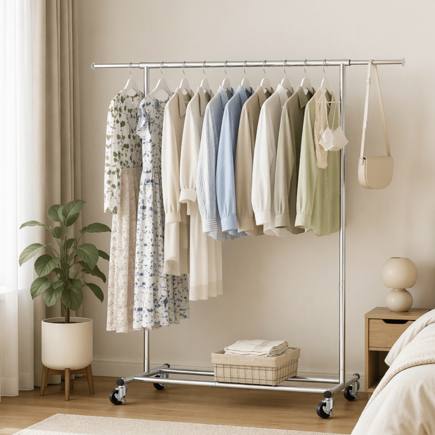 2X Adjustable Clothes Rack Garment Stand with Extendable Rail and Lockable Casters - Furniture > Living Room > Coat Racks - Rivercity House & Home Co. (ABN 18 642 972 209) - Affordable Modern Furniture Australia