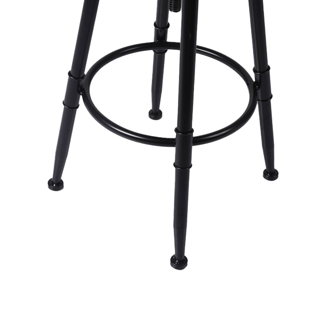 2x Adjustable Wooden Kitchen Bar Stools with PU Leather Seat - Black - Rivercity House & Home Co. (ABN 18 642 972 209) - Affordable Modern Furniture Australia