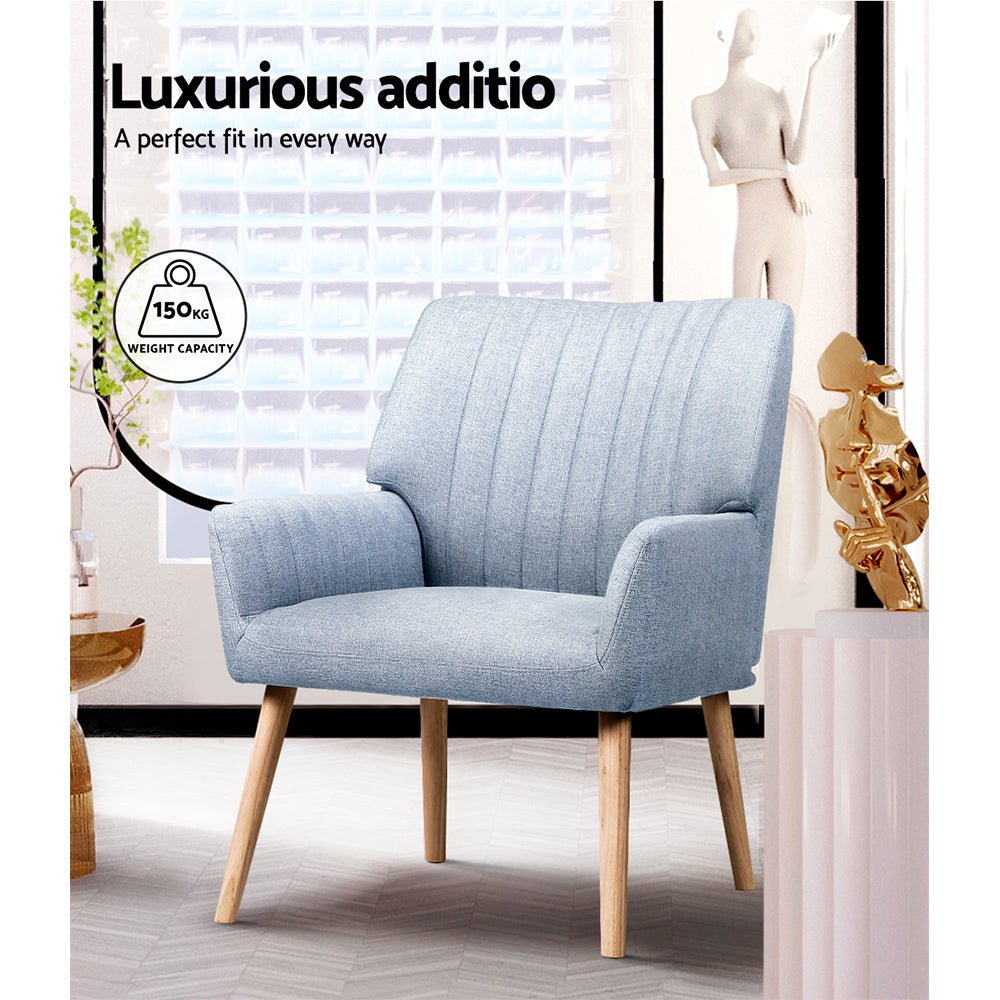 2X Armchair Fabric Blue Grey - Furniture > Bar Stools & Chairs > Arm Chairs & Recliners - Rivercity House & Home Co. (ABN 18 642 972 209) - Affordable Modern Furniture Australia