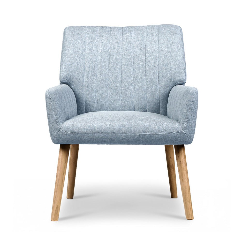 2X Armchair Fabric Blue Grey - Furniture > Bar Stools & Chairs > Arm Chairs & Recliners - Rivercity House & Home Co. (ABN 18 642 972 209) - Affordable Modern Furniture Australia